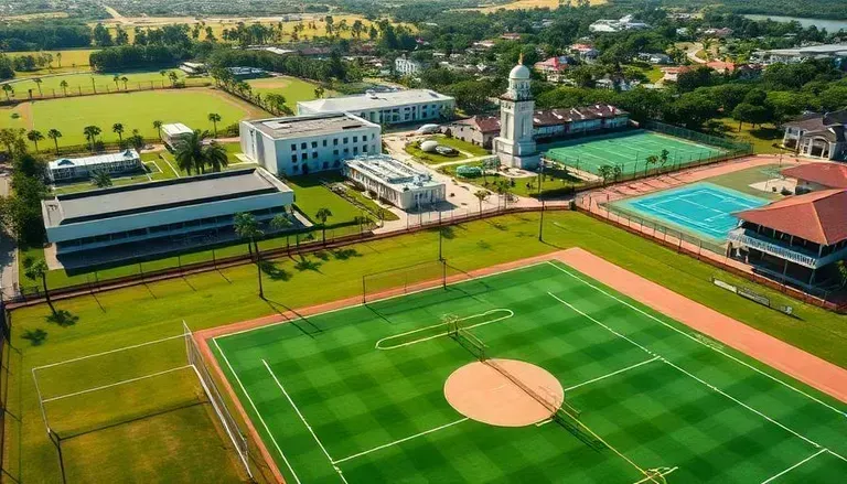 IMG Academy 600-acre campus aerial view with sports facilities