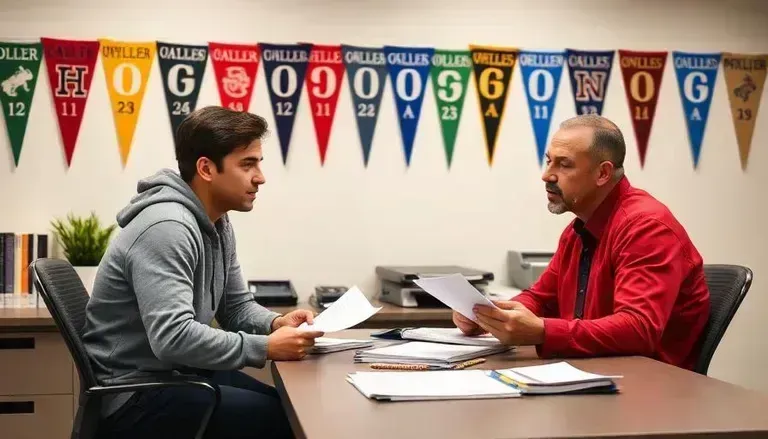 Student athlete meeting with college recruiting advisor